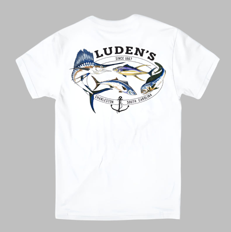 Luden's Classic Fish Pocket Tee - White
