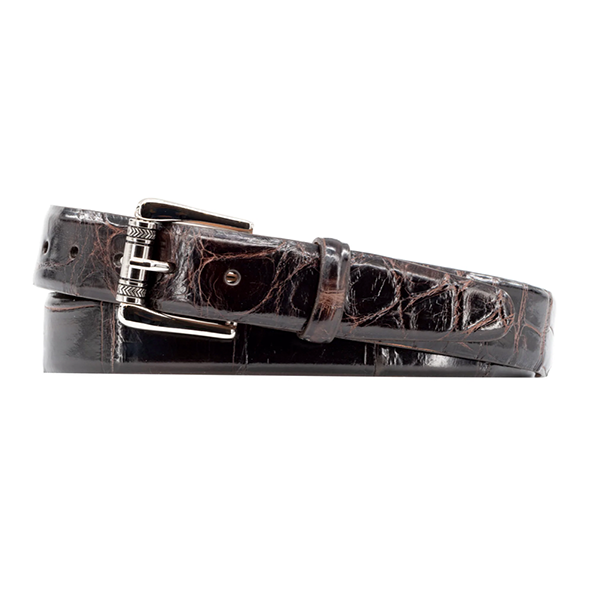 Jefferson 2 Buckle Authentic Alligator Belt - Walnut