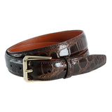 Classic 30MM Genuine Glazed Alligator Belt - Dark Brown