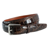 Classic 30MM Genuine Glazed Alligator Belt - Dark Brown